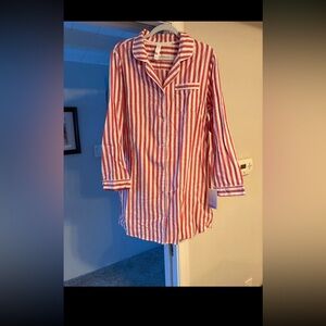 Stars above Red and White Striped Button-Up Nightshirt